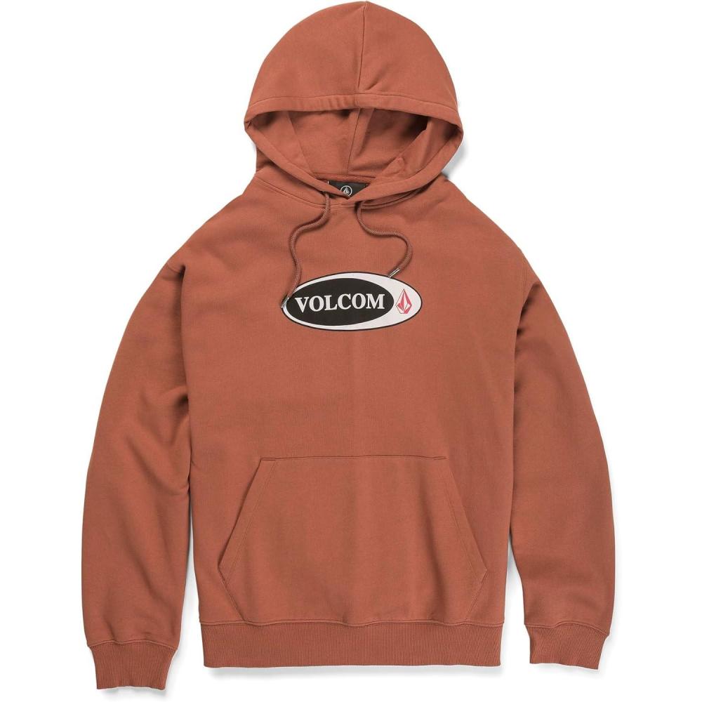 image:imageVolcom mens Pullover Logo Fleece Hooded Sweatshirt  Soft Brushed Interior Classic Fit Kangaroo Pocket Ribbed Cuffs amp HemRust