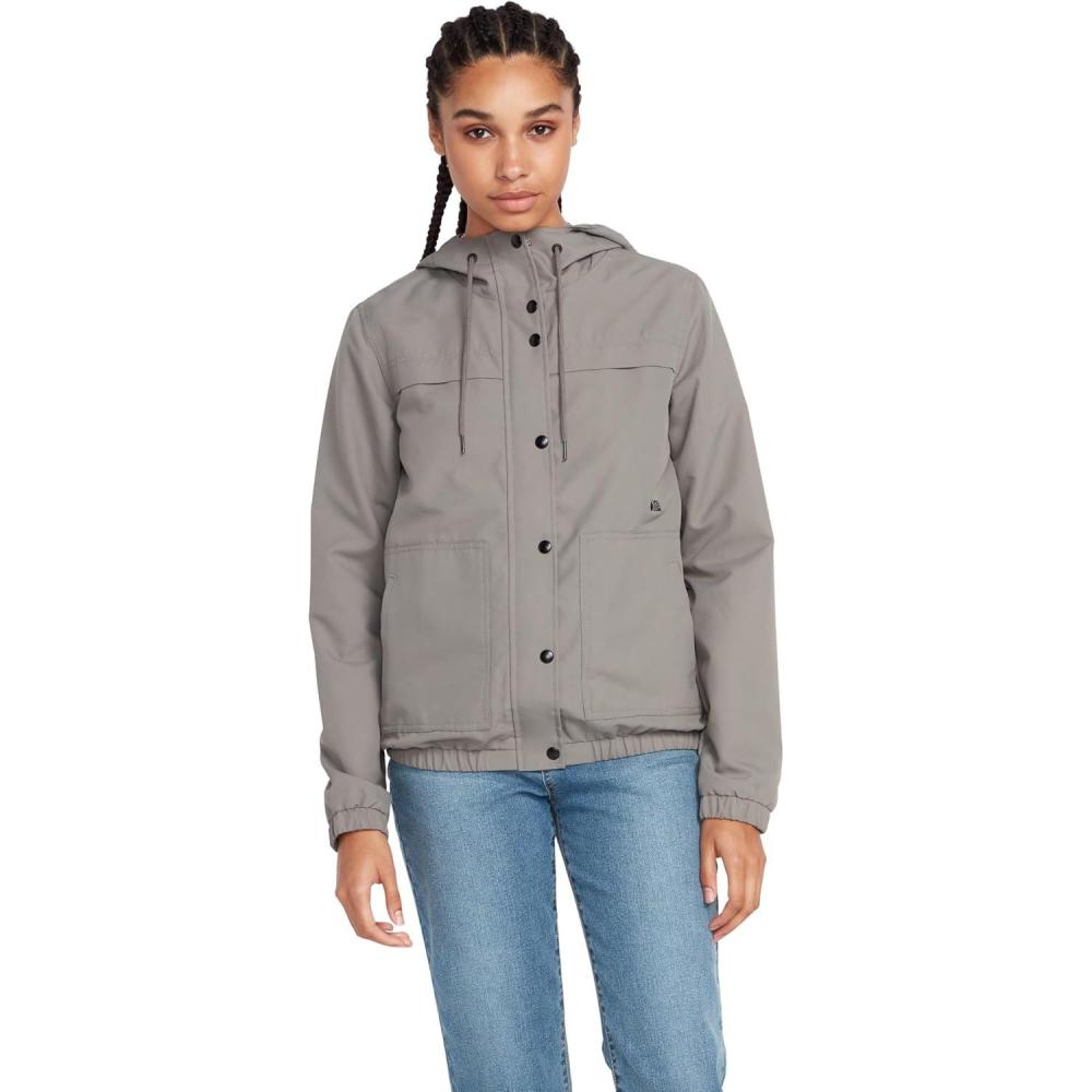 image:imageVolcom womens Enemy Stone Hooded Zip Front Windbreaker JacketGunmetal Grey