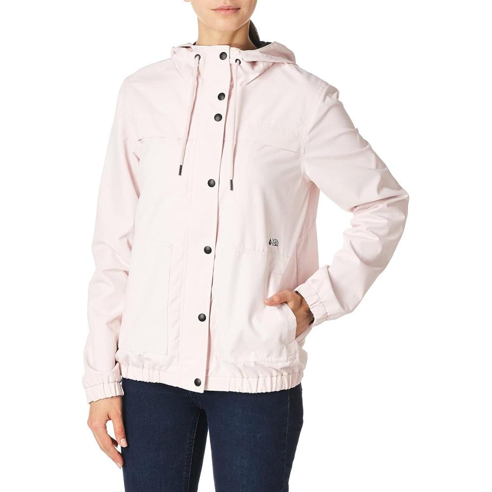 image:imageVolcom womens Enemy Stone Hooded Zip Front Windbreaker JacketLight Pink