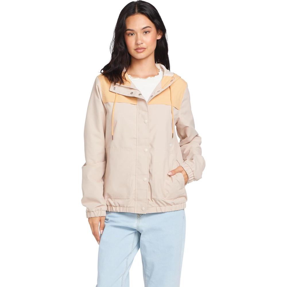 image:imageVolcom womens Enemy Stone Hooded Zip Front Windbreaker JacketSand