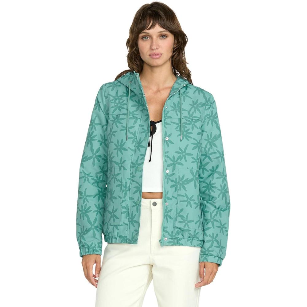 image:imageVolcom womens Enemy Stone Hooded Zip Front Windbreaker JacketStormy Blue