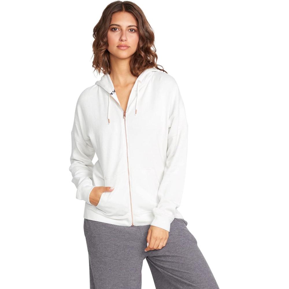 image:imageVolcom womens Lil Zip Up Hooded Fleece SweatshirtLight Grey Grey
