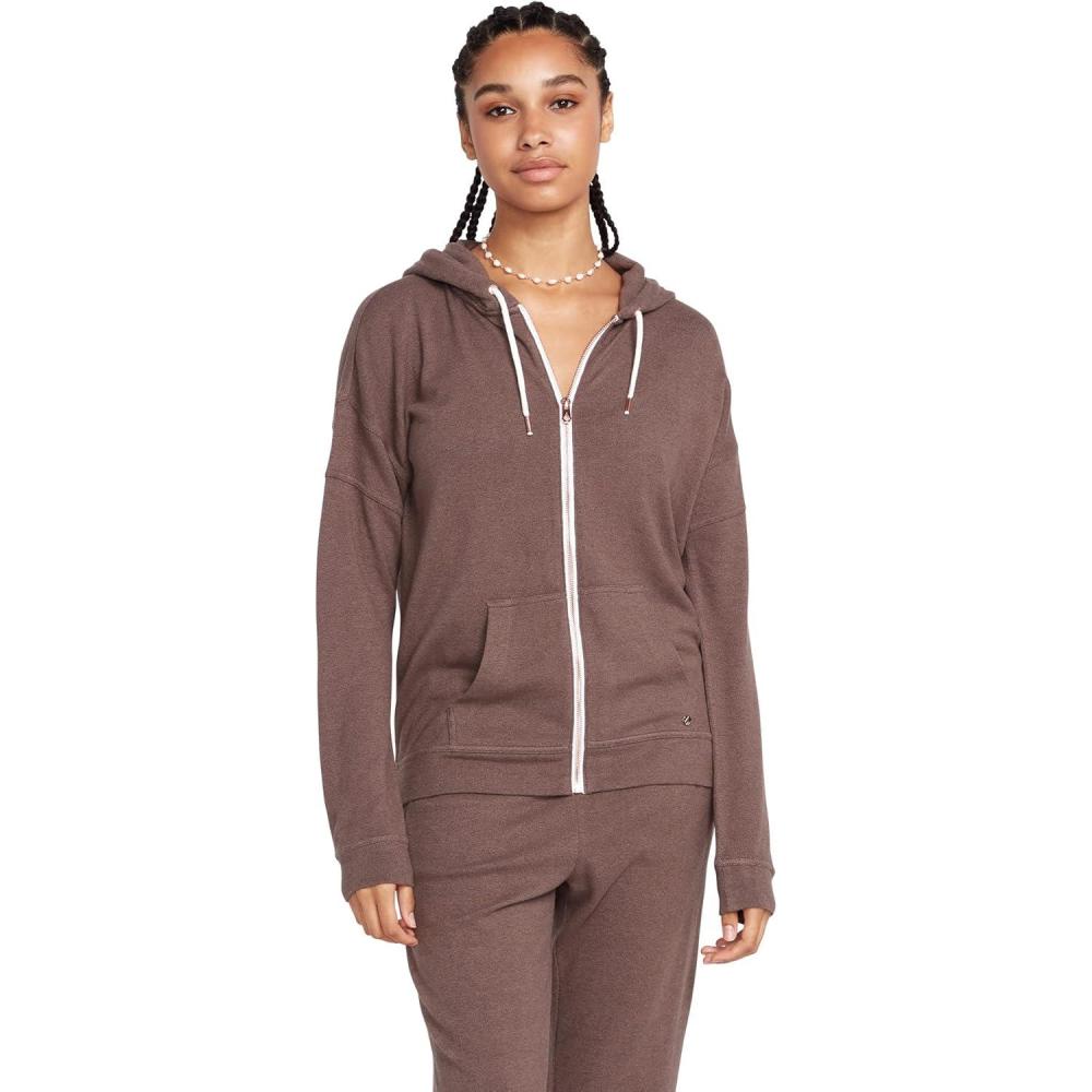 image:imageVolcom womens Lil Zip Up Hooded Fleece SweatshirtSlate Grey