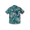 Volcom Boys Marble Floral Short Sleeve Button Down Hawaiian Shirt(Aged Indigo)