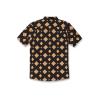 Volcom Boys Marble Floral Short Sleeve Button Down Hawaiian Shirt(New Black)