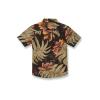Volcom Boys Marble Floral Short Sleeve Button Down Hawaiian Shirt(Rinsed Black)