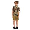 Volcom Boys Marble Floral Short Sleeve Button Down Hawaiian Shirt(Rinsed Black)