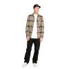 Volcom Mens Caden Plaid Long Sleeve Flannel Shirt – Classic Fit, Button-Front, Soft Brushed Cotton(Khaki Brown)