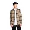 Volcom Mens Caden Plaid Long Sleeve Flannel Shirt – Classic Fit, Button-Front, Soft Brushed Cotton(Khaki Brown)
