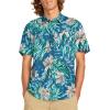 Volcom Mens Regular Marble Floral Short Sleeve Button Down Hawaiian Shirt(Aged Indigo)