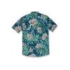 Volcom Mens Regular Marble Floral Short Sleeve Button Down Hawaiian Shirt(Aged Indigo)