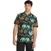 Volcom Mens Regular Marble Floral Short Sleeve Button Down Hawaiian Shirt(Black Green)