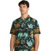 Volcom Mens Regular Marble Floral Short Sleeve Button Down Hawaiian Shirt(Black Green)