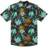 Volcom Mens Regular Marble Floral Short Sleeve Button Down Hawaiian Shirt(Black Green)
