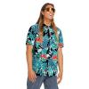 Volcom Mens Regular Marble Floral Short Sleeve Button Down Hawaiian Shirt(Black Leaf)