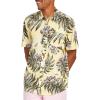 Volcom Mens Regular Marble Floral Short Sleeve Button Down Hawaiian Shirt(Dawn Yellow)