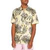 Volcom Mens Regular Marble Floral Short Sleeve Button Down Hawaiian Shirt(Dawn Yellow)