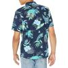 Volcom Mens Regular Marble Floral Short Sleeve Button Down Hawaiian Shirt(Navy Sunriser)