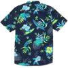 Volcom Mens Regular Marble Floral Short Sleeve Button Down Hawaiian Shirt(Navy Sunriser)