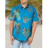 Volcom Mens Regular Marble Floral Short Sleeve Button Down Hawaiian Shirt(Ocean Teal)