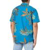 Volcom Mens Regular Marble Floral Short Sleeve Button Down Hawaiian Shirt(Ocean Teal)
