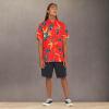 Volcom Mens Regular Marble Floral Short Sleeve Button Down Hawaiian Shirt(Red Orange)