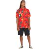 Volcom Mens Regular Marble Floral Short Sleeve Button Down Hawaiian Shirt(Red Orange)