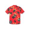 Volcom Mens Regular Marble Floral Short Sleeve Button Down Hawaiian Shirt(Red Orange)