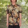 Volcom Mens Regular Marble Floral Short Sleeve Button Down Hawaiian Shirt(Rinsed Black)