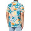 Volcom Mens Regular Marble Floral Short Sleeve Button Down Hawaiian Shirt(Salmon)