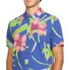 Volcom Mens Regular Marble Floral Short Sleeve Button Down Hawaiian Shirt(Ultramarine)