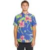 Volcom Mens Regular Marble Floral Short Sleeve Button Down Hawaiian Shirt(Ultramarine)