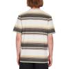 Volcom Mens Striped Knit T-Shirt – Short Sleeve Crewneck Tee, Soft Cotton Jersey(Bone)