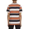 Volcom Mens Striped Knit T-Shirt – Short Sleeve Crewneck Tee, Soft Cotton Jersey(Burnt Orange)