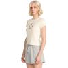 Volcom Womens Have a Clue Short Sleeve Tee – Fitted T-Shirt with Striped Neck Taping(Bone White)