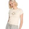 Volcom Womens Have a Clue Short Sleeve Tee – Fitted T-Shirt with Striped Neck Taping(Bone White)