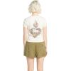 Volcom Womens Have a Clue Short Sleeve Tee – Fitted T-Shirt with Striped Neck Taping(Cloud)
