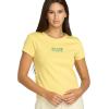 Volcom Womens Have a Clue Short Sleeve Tee – Fitted T-Shirt with Striped Neck Taping(Dust Yellow)