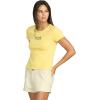 Volcom Womens Have a Clue Short Sleeve Tee – Fitted T-Shirt with Striped Neck Taping(Dust Yellow)