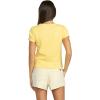 Volcom Womens Have a Clue Short Sleeve Tee – Fitted T-Shirt with Striped Neck Taping(Dust Yellow)