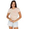 Volcom Womens Have a Clue Short Sleeve Tee – Fitted T-Shirt with Striped Neck Taping(Dusty Rose)