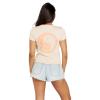 Volcom Womens Have a Clue Short Sleeve Tee – Fitted T-Shirt with Striped Neck Taping(Dusty Rose)