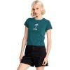 Volcom Womens Have a Clue Short Sleeve Tee – Fitted T-Shirt with Striped Neck Taping(Emerald Green)