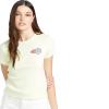 Volcom Womens Have a Clue Short Sleeve Tee – Fitted T-Shirt with Striped Neck Taping(Lemon)