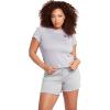 Volcom Womens Have a Clue Short Sleeve Tee – Fitted T-Shirt with Striped Neck Taping(Moonbeam)