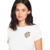 Volcom Womens Have a Clue Short Sleeve Tee – Fitted T-Shirt with Striped Neck Taping(Star White White)
