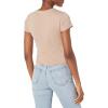 Volcom Womens Have a Clue Short Sleeve Tee – Fitted T-Shirt with Striped Neck Taping(Taupe)