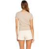 Volcom Womens Have a Clue Short Sleeve Tee – Fitted T-Shirt with Striped Neck Taping(Taupe)