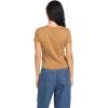 Volcom Womens Have a Clue Short Sleeve Tee – Fitted T-Shirt with Striped Neck Taping(Vintage Brown)