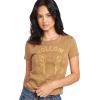 Volcom Womens Have a Clue Short Sleeve Tee – Fitted T-Shirt with Striped Neck Taping(Vintage Brown)